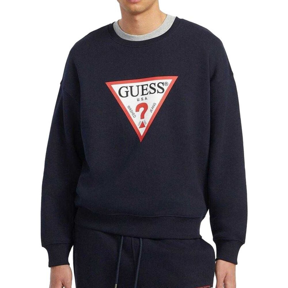 Guess Mens Triangle Oversized Sweatshirt / Ocean Blue